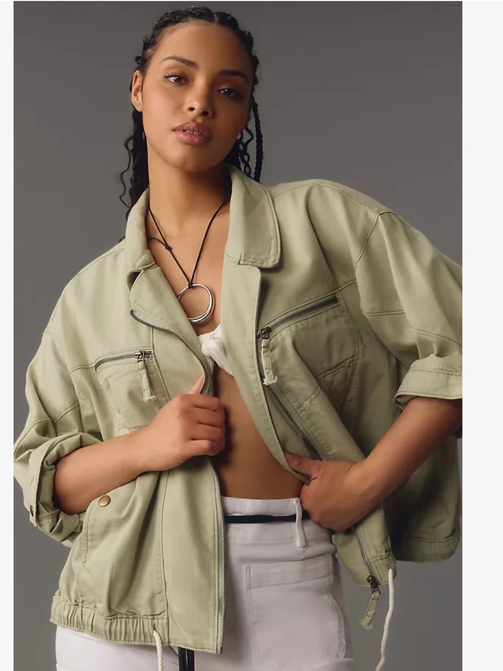 Anthropologie Pilcro Tidal Moto Utility Jacket L